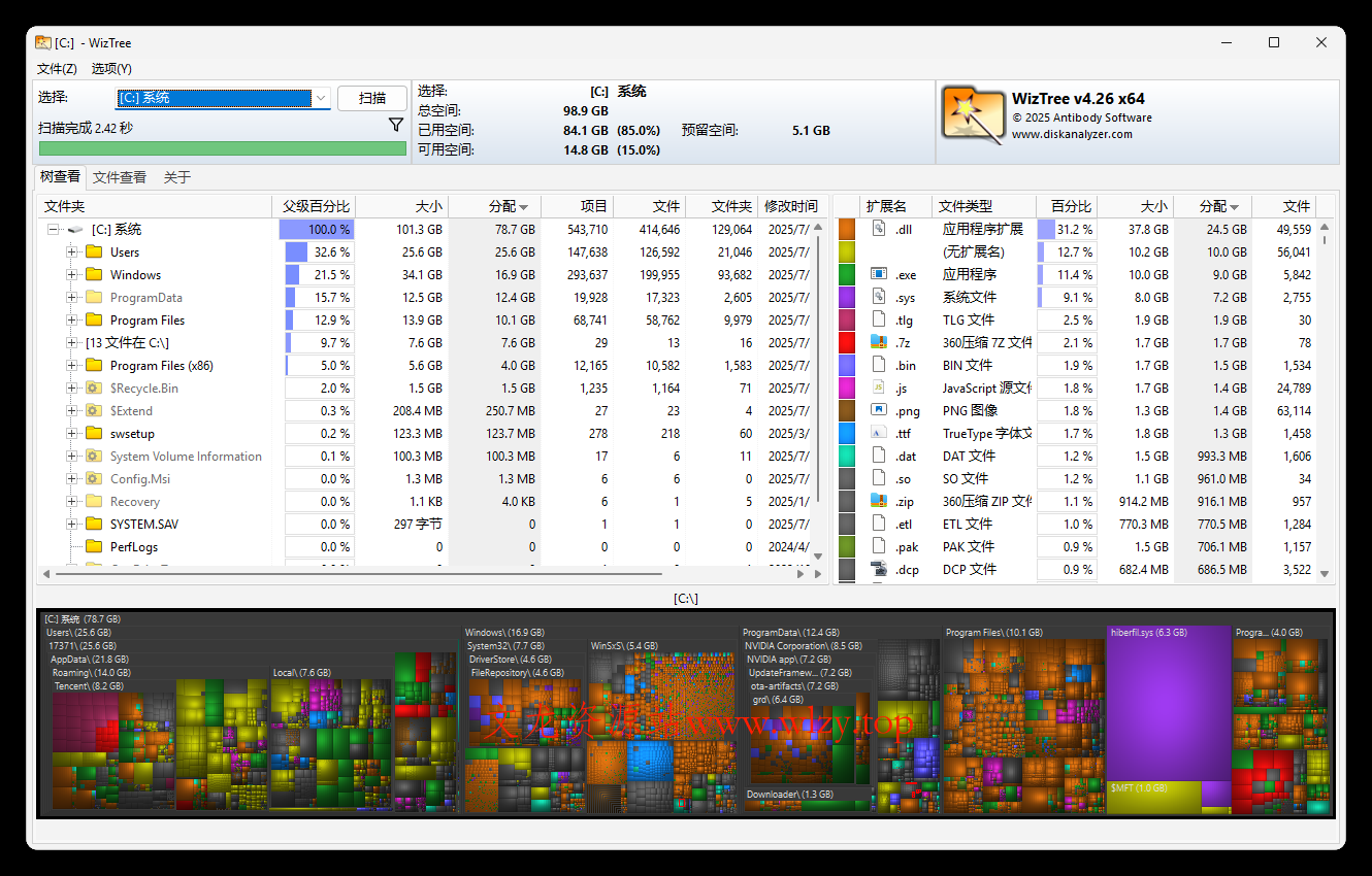 WizTree磁盘分析工具v4.26便携版-文龙资源站