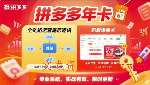 拼多多年卡,拼多多全链路运营底层逻辑,超级爆单术【更新12月】-文龙资源站