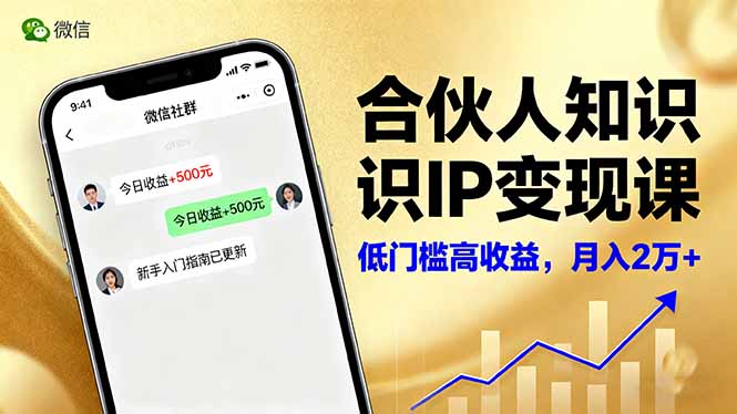 合伙人知识IP变现课，微信生态,内容创作与爆款打造,全网引流，新手月入2w+-文龙资源站