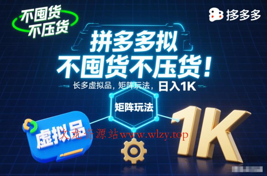 不囤货不压货！拼多多虚拟品矩阵玩法，长久稳定，日入1K【揭秘】-文龙资源站