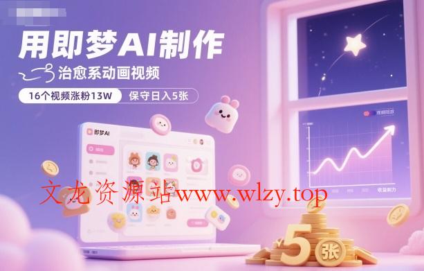 用即梦AI制作治愈系动画视频,16个视频涨粉13W,保守日入5张-文龙资源站