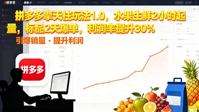 拼多多 擎天柱玩法1.0,水果生鲜2小时起量,标品2天爆单,利润率提升30%-文龙资源站