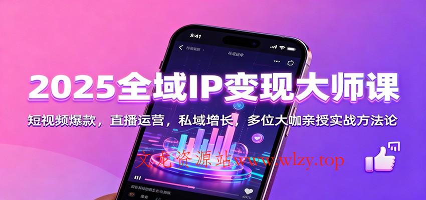 2025全域IP变现大师课：短视频爆款，直播运营，私域增长，多位大咖亲授实战方法论-文龙资源站