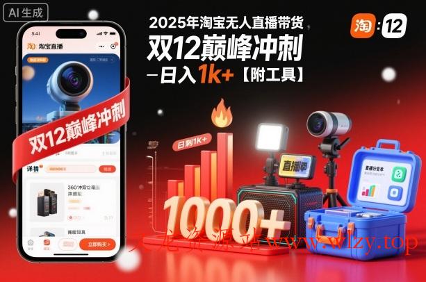 2025年淘宝无人直播带货，冲刺双12，日入1k+【附工具】【揭秘】-文龙资源站