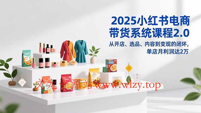 2025小红书电商带货系统课程2.0,从开店、选品、内容到变现的闭环,单店月利润达2万-文龙资源站