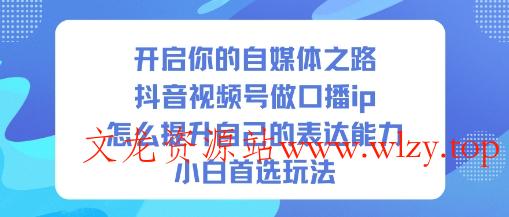 开启你的自媒体之路，抖音视频号做口播ip，怎么提升自己的表达能力，小白首选玩法-文龙资源站