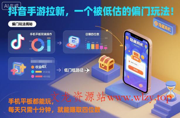 抖音手游拉新,一个被低估的偏门玩法!手机平板都能玩,每天只需十分钟,就能賺取四位数【揭秘】
