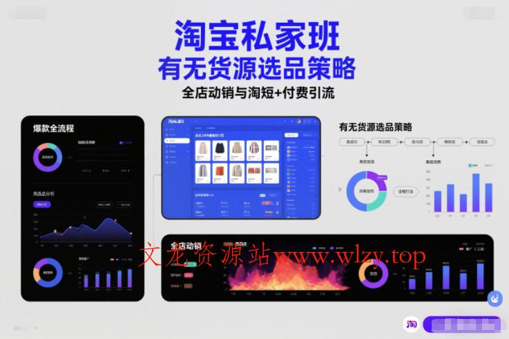 淘宝私家班，有无货源选品策略，高成功率爆款全流程打法，全店动销与淘短+付费引流(更新)-文龙资源站