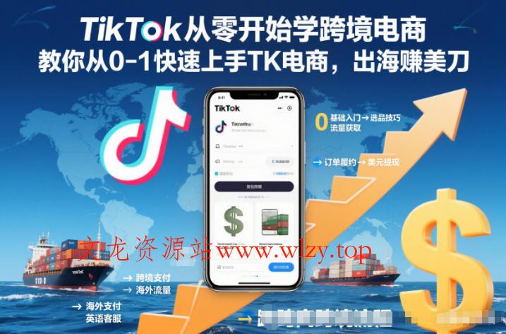TikTok从零开始学跨境电商，教你从0-1快速上手TK电商，出海賺美刀-文龙资源站