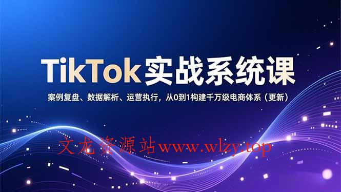 TikTok实战系统课，案例复盘、数据解析、运营执行，从0到1构建千万级电商体系(更新-文龙资源站