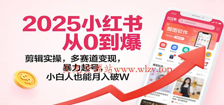 2025小红书从0到爆:剪辑实操,多赛道变现,暴力起号,零基础也能月入破W-文龙资源站