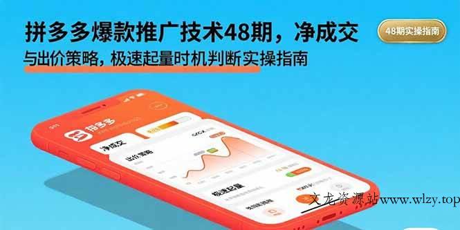 （15830期）拼多多爆款推广技术48期，净成交与出价策略，极速起量时机判断实操指南-文龙资源站