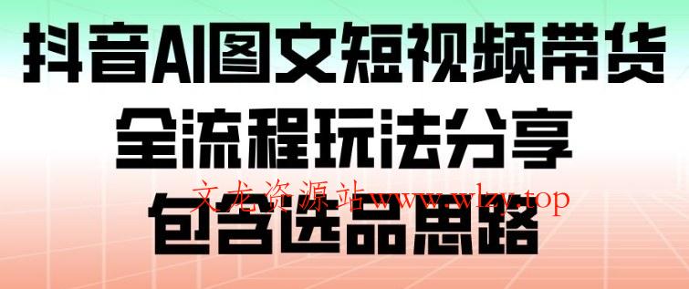 抖音AI图文短视频带货，全流程玩法分享，包含选品思路-文龙资源站