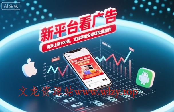 新平台看广告,养好机一条0.3到5米,每天上限100条,支持苹果安卓可批量操作-文龙资源站