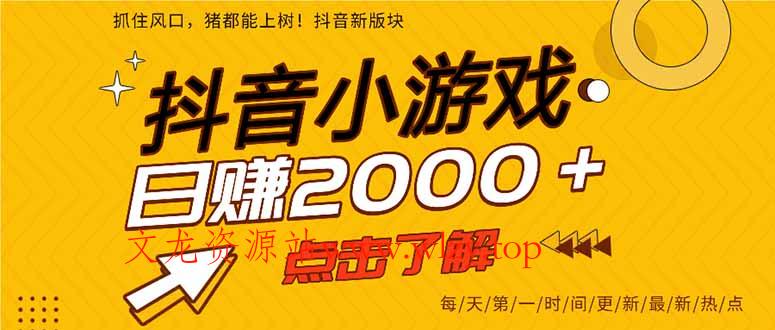 2025年爆火的抖音小游戏项目，一部手机日入2000+-文龙资源站