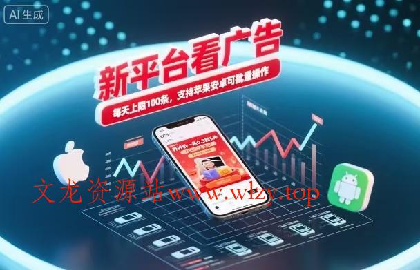 新台看广告,养好机一条5毛到5块,单机日入30到100,支持苹果安卓,可批量操作。-文龙资源站