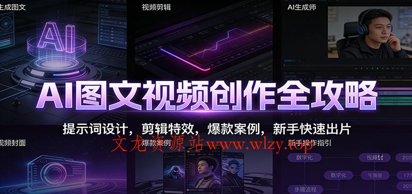 AI图文视频创作全攻略：提示词设计，剪辑特效，爆款案例，新手快速出片-文龙资源站