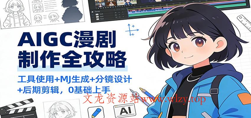 AIGC漫剧制作全攻略:工具使用+MJ生成+分镜设计+后期剪辑,0基础上手-文龙资源站