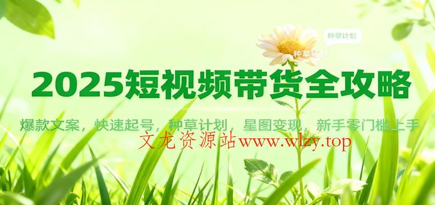 2025短视频带货全攻略：爆款文案，快速起号，种草计划，星图变现，新手零门槛上手-文龙资源站