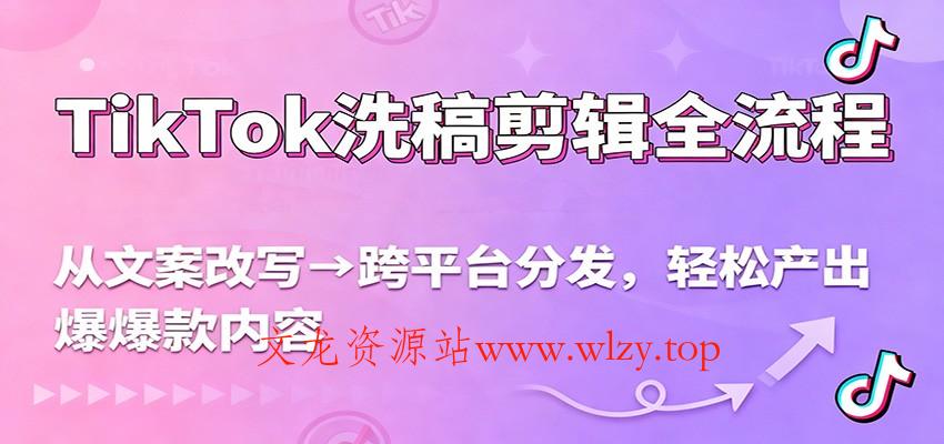 TikTok洗稿剪辑全流程,从文案改写到跨平台分发,轻松产出爆款内容,流量翻倍不是梦-文龙资源站