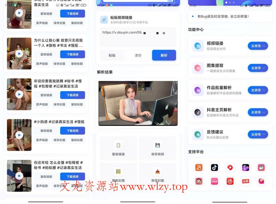 解印去水印1.3短视频去水印抖音主页批量解析-文龙资源站