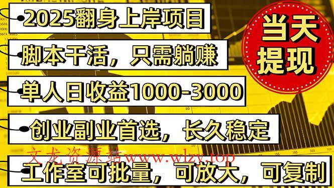 2025翻身上岸项目脚本干活,内部客户经理内部开号,单人日收益1000-300…-文龙资源站