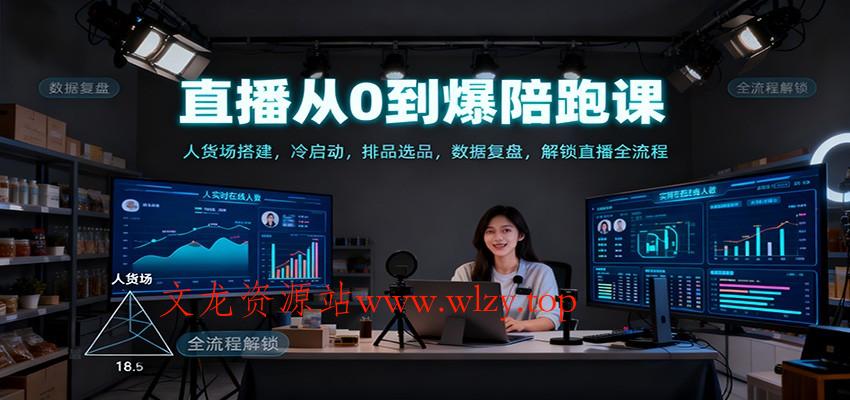 直播从0到爆陪跑课：人货场搭建，冷启动，排品选品，数据复盘，解锁直播全流程-文龙资源站