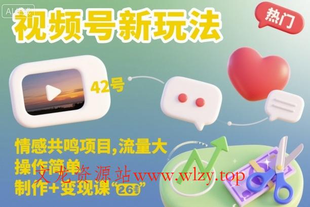 视频号新玩法,情感共鸣项目,流量大,操作简单,制作+变现课-文龙资源站