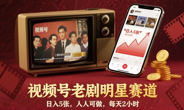 视频号老剧明星赛道,日入5张,人人可做,每天2小时-文龙资源站