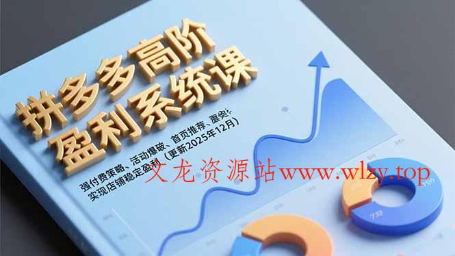 拼多多高阶盈利系统课，强付费策略、活动爆破、首页推荐，实现店铺稳定盈利(更新12月-文龙资源站