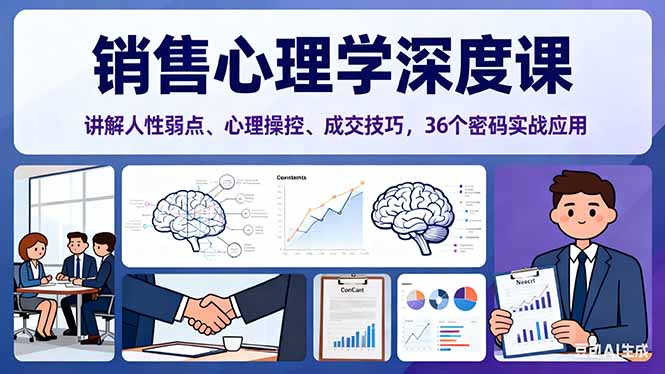 销售心理学深度课，讲解人性弱点、心理操控、成交技巧，36个密码实战应用-文龙资源站