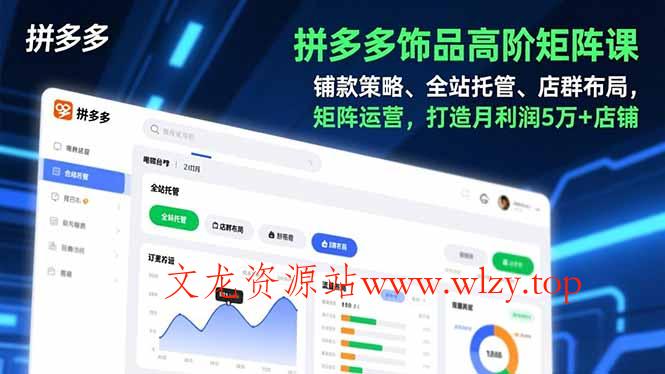 拼多多饰品高阶矩阵课,铺款策略、全站托管、店群布局,矩阵运营,打造月利润5万+店铺-文龙资源站