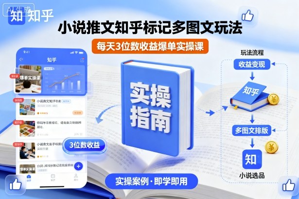 小说推文知乎标记多图文玩法,每天3位数收益爆单实操课-文龙资源站