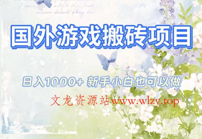 国外游戏全自动搬砖项目，日入10张，新手小白也可做，项目红利期，先搞先吃肉【揭秘】-文龙资源站