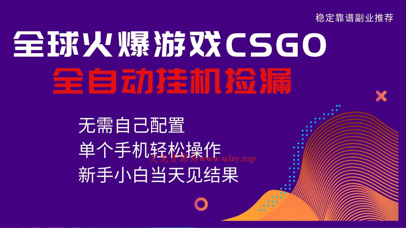 火爆游戏CSGO全自动捡漏，独家最新玩法，单个手机可操作，新手小白日入500+-文龙资源站
