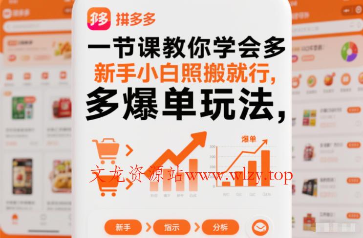 一节课教你学会拼多多爆单玩法，新手小白照搬就行-文龙资源站